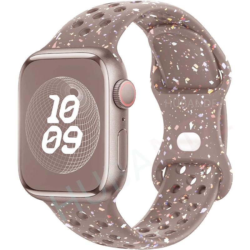 Спортивный ремешок с цветными частицами, резиновый ремешок для Apple Watch 49 мм 46 мм 45 мм 44 мм 42 мм 41 мм 40 мм для IWatch 11 10 9 8 7 6 5 4 3 SE