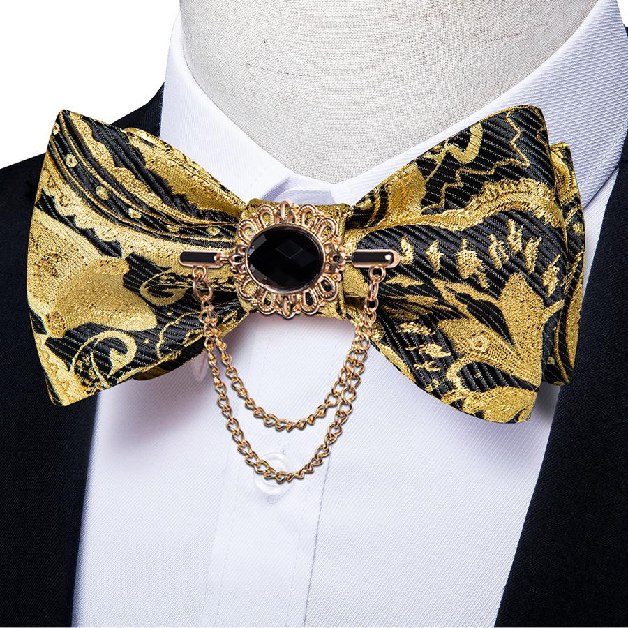 Набор галстуков-бабочек для мужчин, синий полосатый галстук-бабочка с кисточкой, брошь-булавка, галстук, запонки, Dibangu