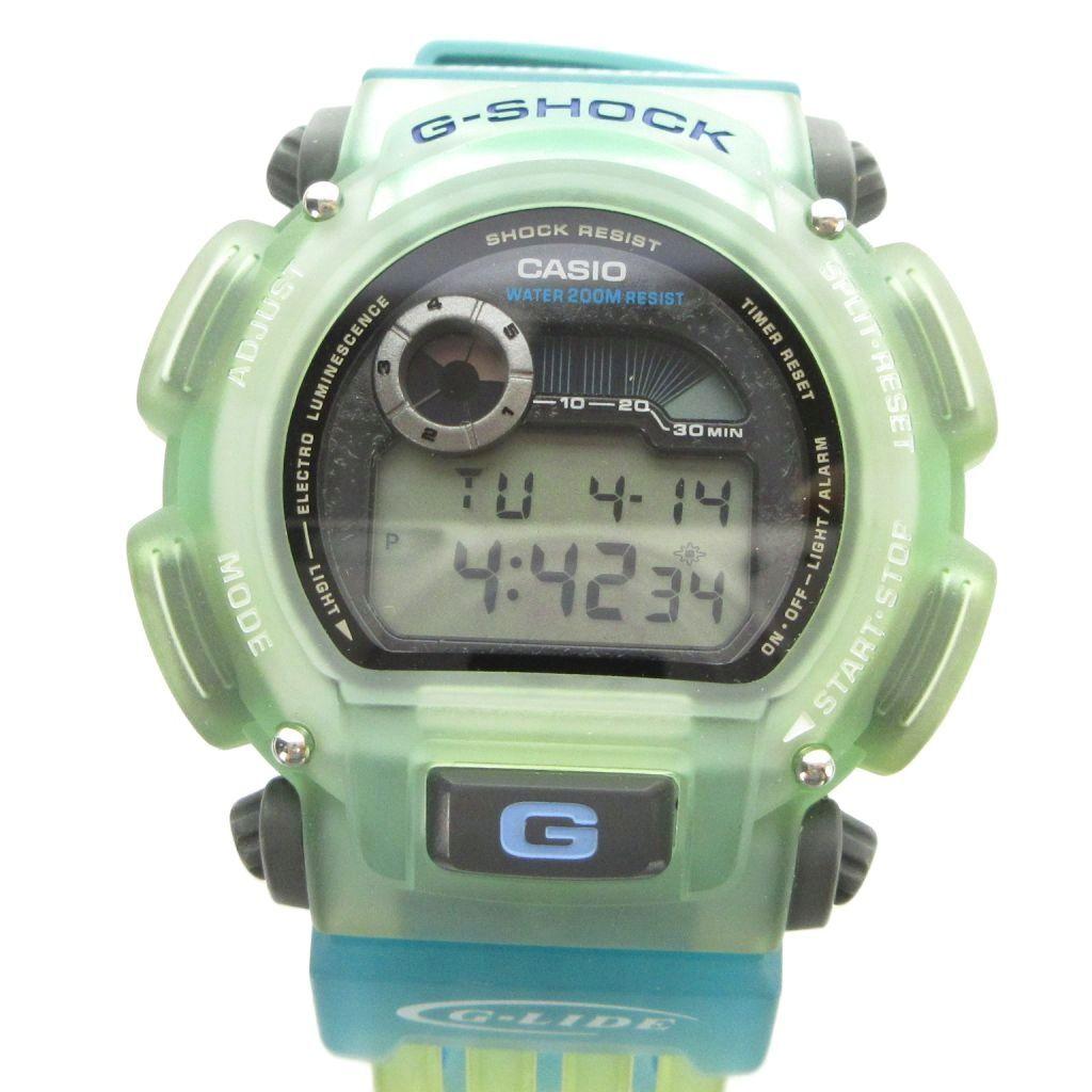 Casio Кварцевые цифровые часы с логотипом и календарем G-SHOCK DW-9000, Сине-зеленые GY18
