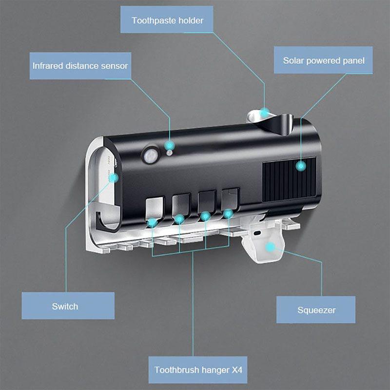 Стерилизатор для зубных щеток с солнечной энергией, автоматический дозатор зубной пасты