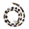 Natural Black Onyx Labradorite Crystal Gemstone Smooth Beads Necklace 17" UB4713 UB-4713