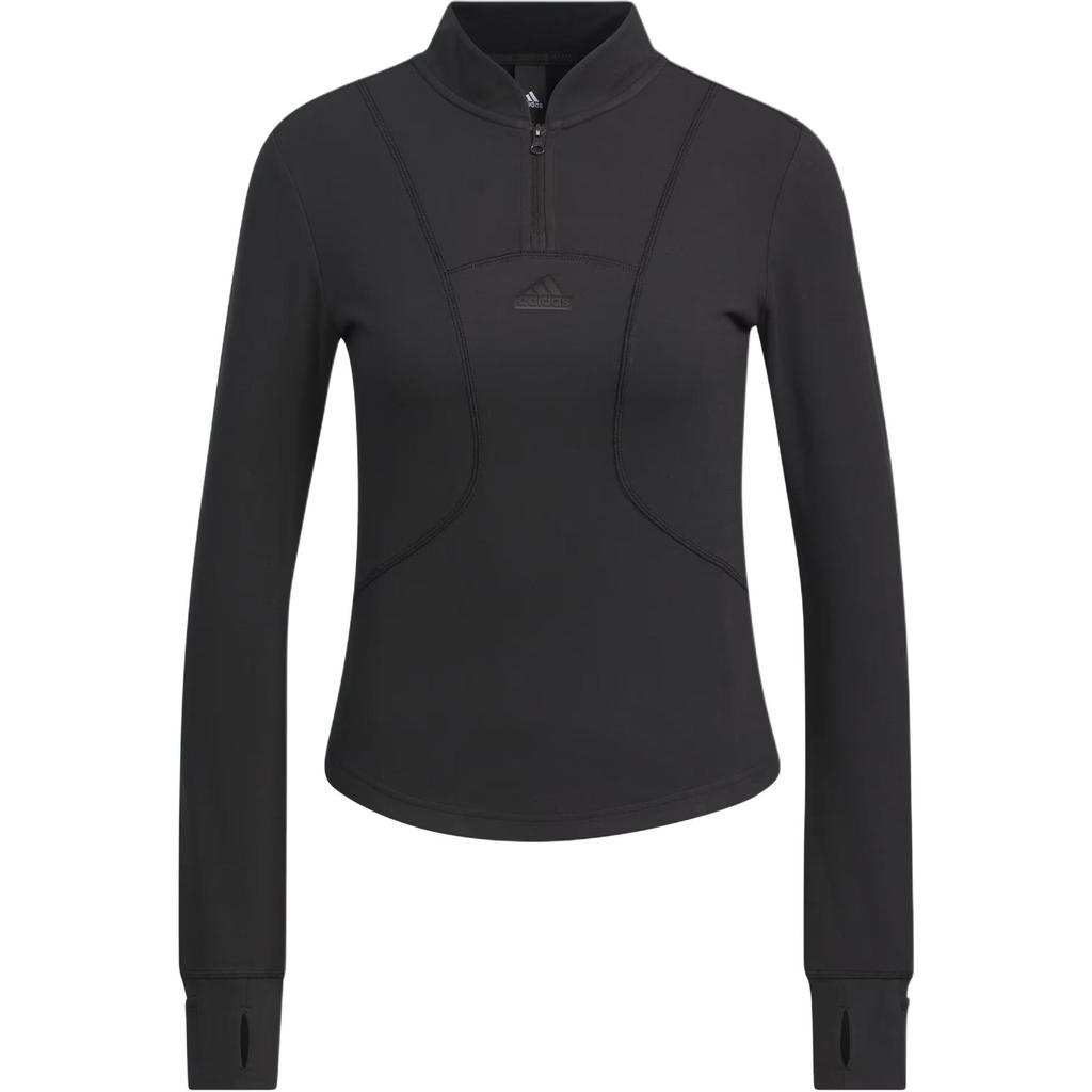 Adidas Solid Color Sports Casual Long Sleeve T-Shirt Women Tops Black IY0699