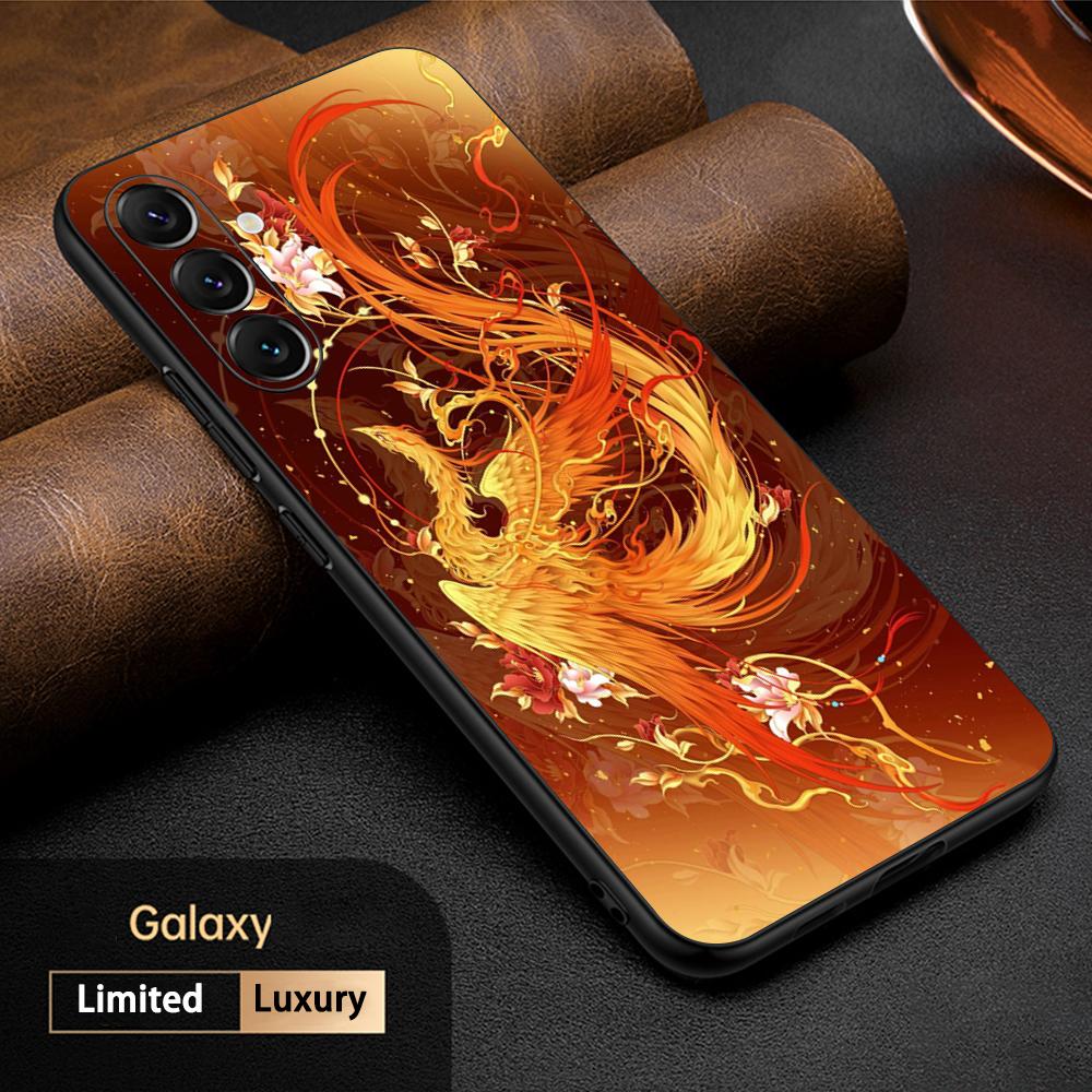 Phoenix cool fashion japan art design Phone Case For Samsung Galaxy S25 S24 S23 S22 S21 S20 Plus Ultra Note20 Soft Black