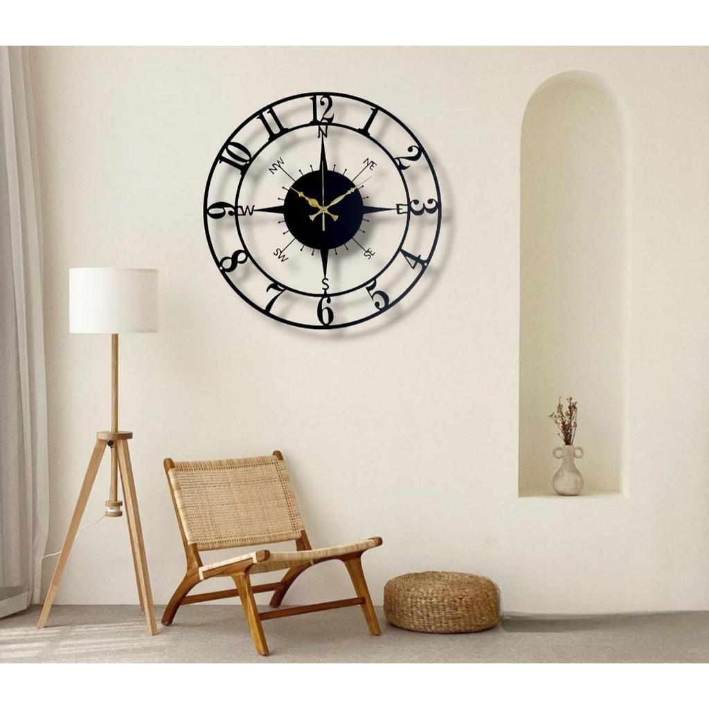 Clock for Home and Hall, Living Room, Bedroom, Office, Antique Big Size Modern Wall Watch for Home Decor (Style 1, 50 Cm) Matte Black,Analog