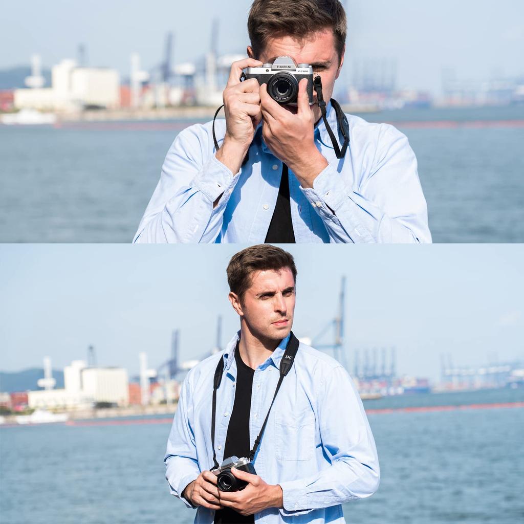 JJC Шейный ремешок для камеры Canon EOS R5 Fujifilm X Sony RX1R Nikon Z Z Black R8, R50, R6II, R7, R10, R5C, RP, half, X-M5, X100VI, X-T5, X-T4, X-T30,