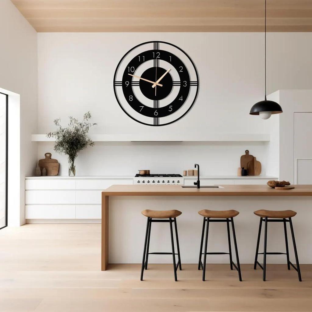 Стильные металлические аналоговые настенные часы для гостиной, офиса, кухни, дома и прихожей | Антикварные изысканные большие современные настенные часы для домашнего декора (60см)