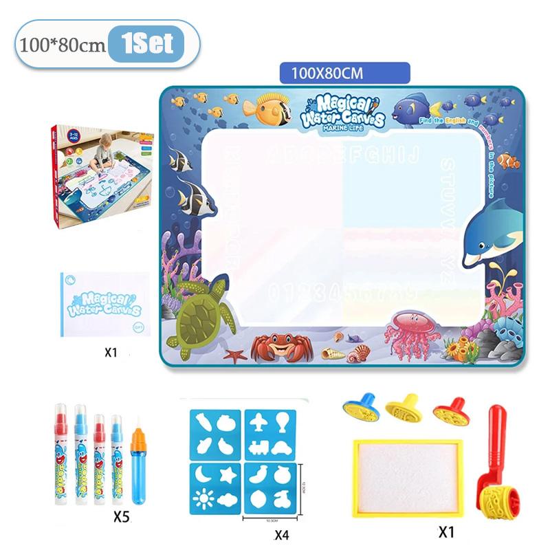 1шт большой размер волшебный водный коврик для рисования раскраска с многоразовыми волшебными ручками доска для рисования Монтессори развивающие игрушки
