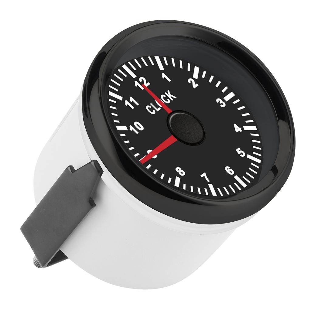 2in Universal Clock Gauge Instrument 0‑12 Hourmeter Red Backlight 12V 24V for Car Boat Yacht MotorcycleBlack Dial Black