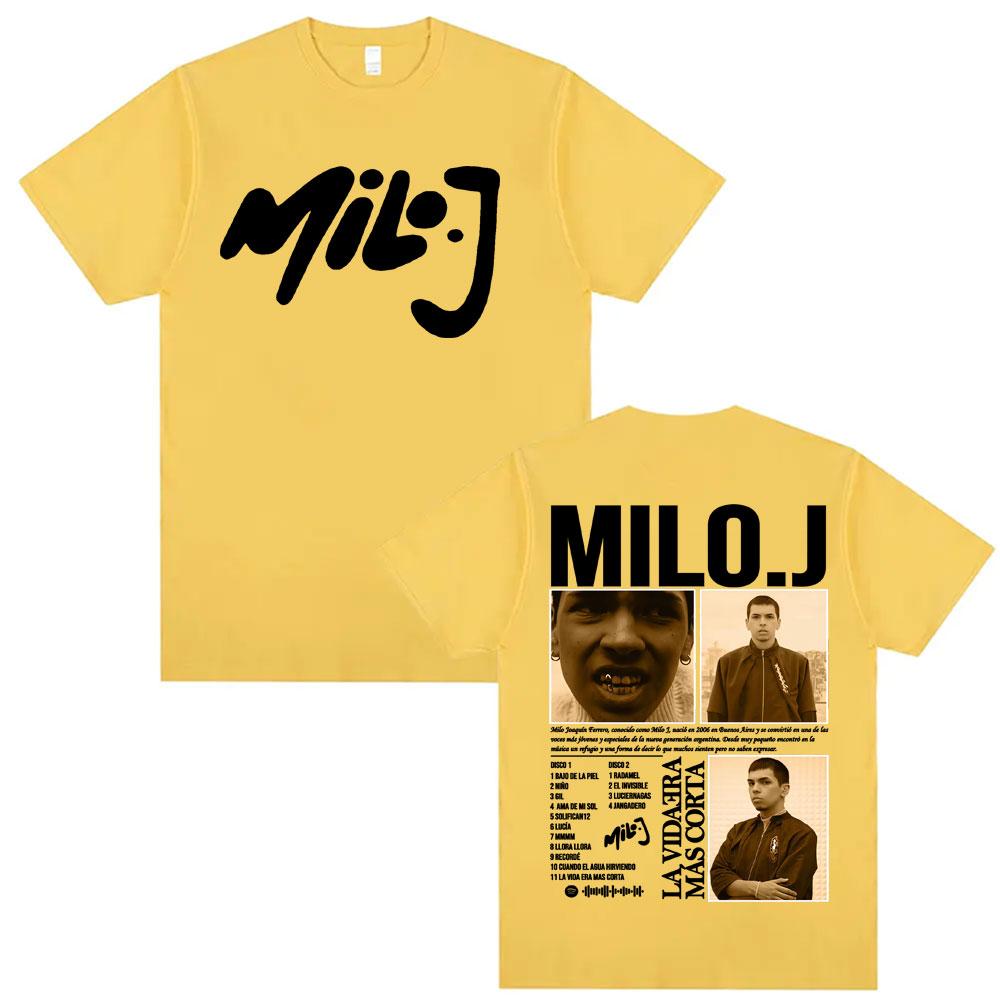 Rapper Milo J La Vida Era Mas Corta New Album Tshirts Men Women Fashion Summer Short Sleeve T Shirt Oversized 100 Cotton Shirt
