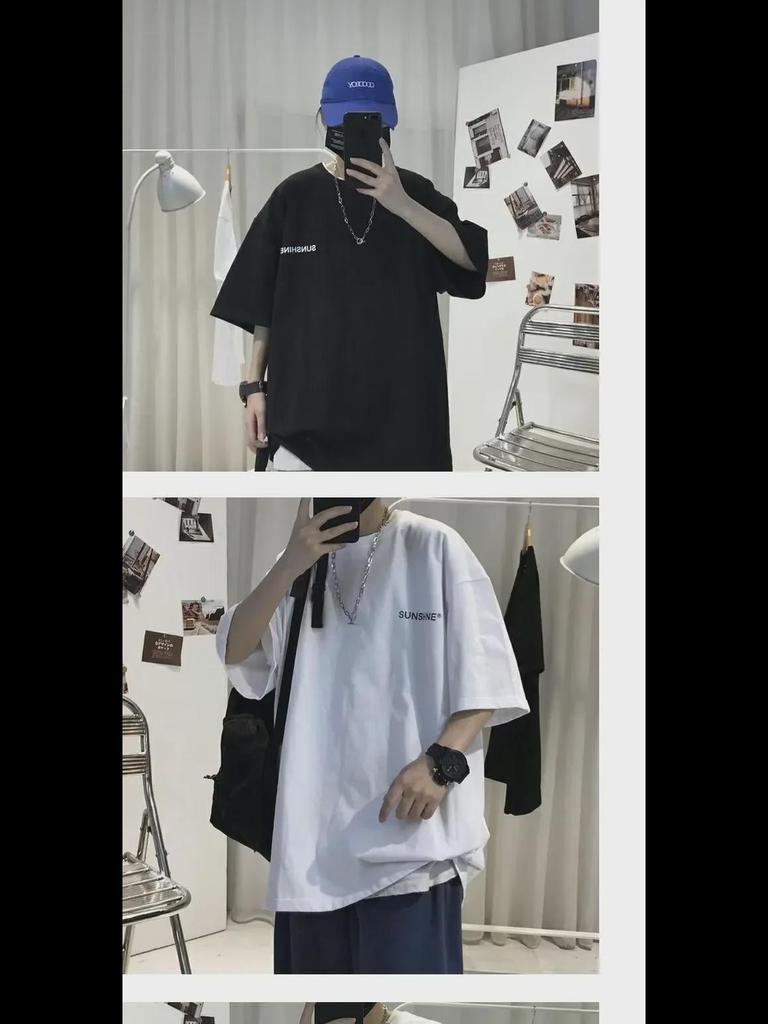 Trendy Oversized American-Style Men's Printed T-Shirt - Short-Sleeve Summer Top