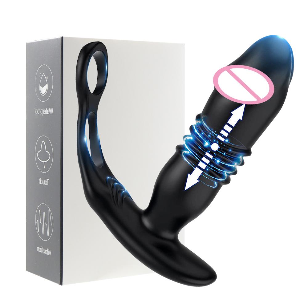 Телескопическая вибрирующая анальная пробка, анальный вибратор, беспроводной пульт, стимулятор простаты, кольцо для задержки эякуляции, секс-игрушка для пар