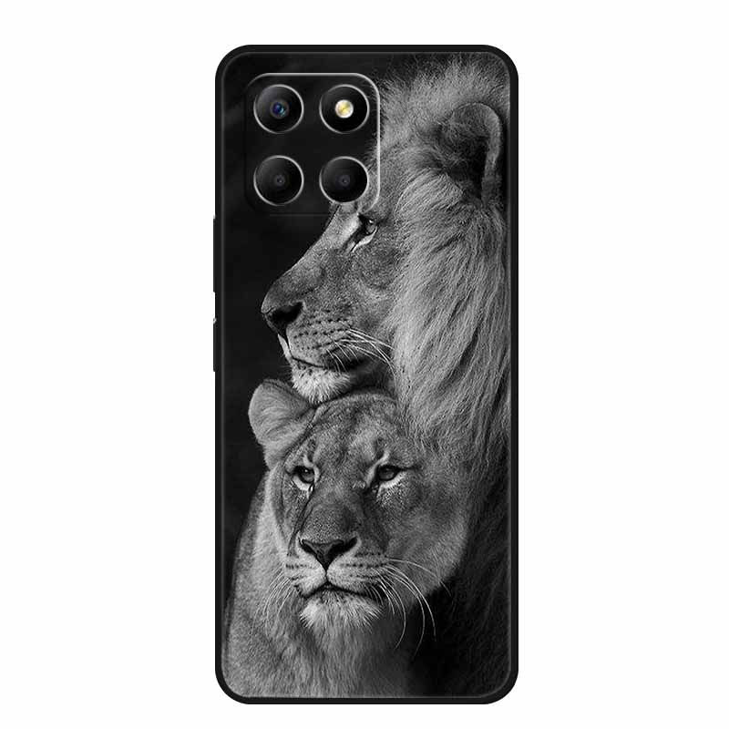 Чехол для Honor X6a Животные ТПУ Силикон Мягкая Задняя Крышка Телефона для Huawei Honor X6a HonorX6A 2023 Защитный Волк Черный Крутой Чехол