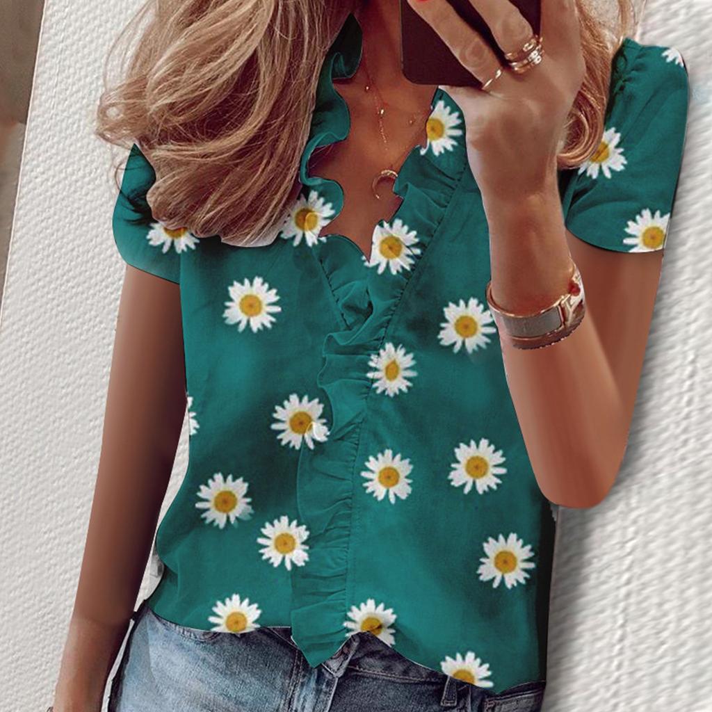 Модная женская блузка с v-образным вырезом и пуговицами, повседневная рубашка