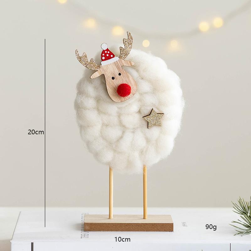 Wool Felt Nordic Ornaments Wood Christmas Tree Elk Old Man Snowman Sheep Felt Ornaments Xmas Decorations For Home Doll Decor