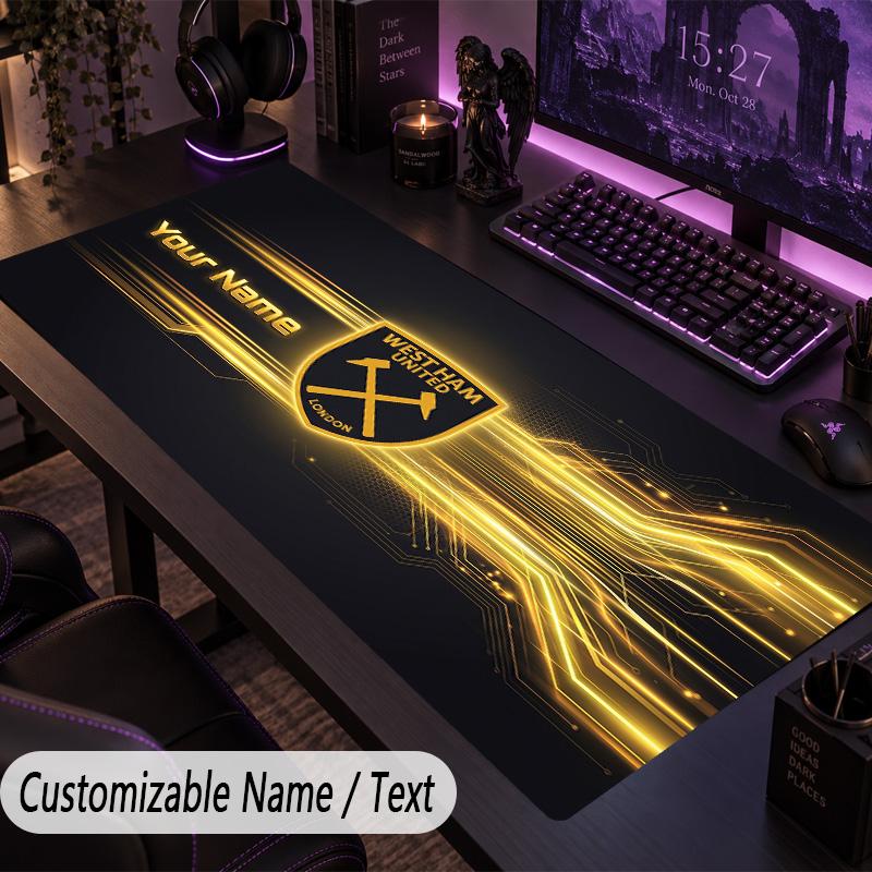 Large Mouse PadWest Ham United football Custom Name Text Personalized Desk Mat Non Slip Gaming Pad