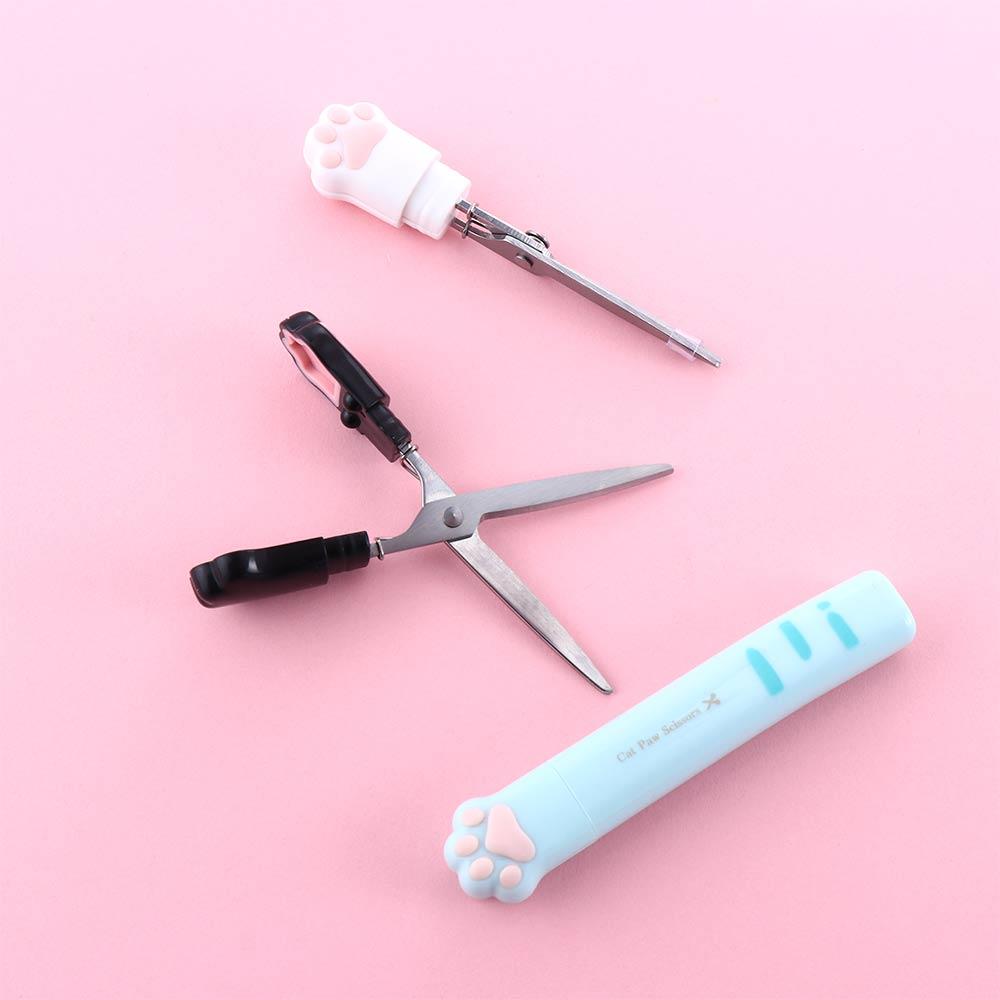 Portable Mini Novelty Girl Gift Folding Design Hand Scissors Stainless Steel Cat Paw Scissors