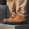 Мода 2025 Унисекс Стиль Нубук Замша Круглый Носок Толстая Подошва Платформа Мужские Туфли-Лодочки Однотонные На Шнуровке Западный Повседневный Дерби