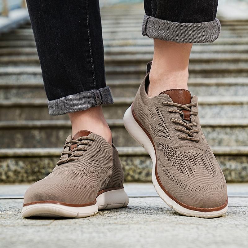 Модные мужские повседневные туфли в ретро-стиле, легкие вязаные кроссовки для ходьбы, дышащая сетка, уличные туфли на плоской подошве для путешествий