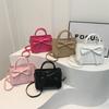 Gentle Fashion Simple Bow Handbag Spring and Summer New Solid Color Shoulder Messenger Bag Women's Bag