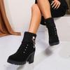 Новая дизайнерская женская обувь Шнуровка Ботильоны Zapatos Mujer Высокие каблуки Женские повседневные туфли Туфли на платформе Короткие ботинки