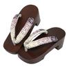 Kimono Cafe Yukata Geta Sandals with Hemp Leaf Gradation Embroidery and High and Comfortable and Comfortable for Bunion Everyday Healthy Women's Heel,