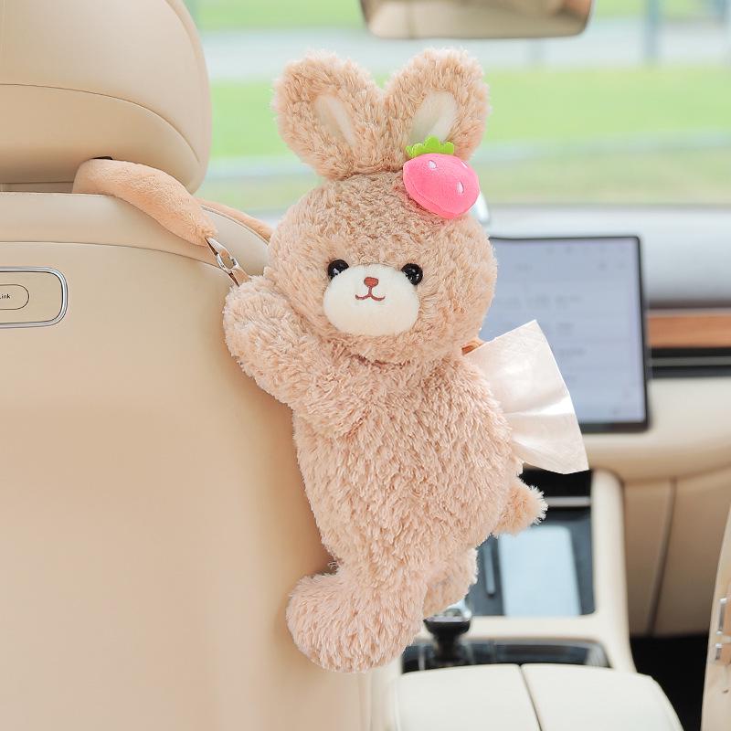 Cartoon Plush Monkey Tissue Box - Cute Car Hanging Pull-Out Cover