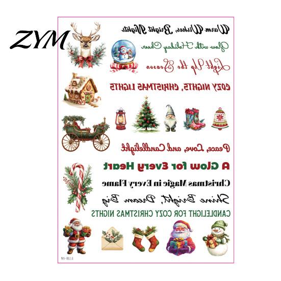 Handmade Gift Wrapping Stickers Christmas Candle Transfer Stickers, DIY Holiday Craft Supplies, Waterproof Candlestick Embellishments Decorative