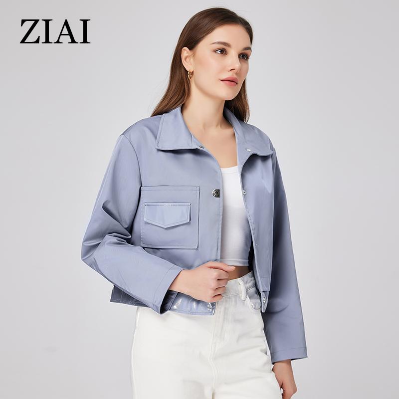 ZIAI женские пальто 2023, весенняя новая короткая верхняя одежда, офисный модный стиль, повседневная женская куртка из искусственной кожи высокого качества ZS-20349