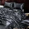 Роскошный комплект постельного белья из ледяного шелка, атласный шелковистый комплект пододеяльника с наволочкой, высококачественный домашний текстиль, однотонные комплекты покрывал