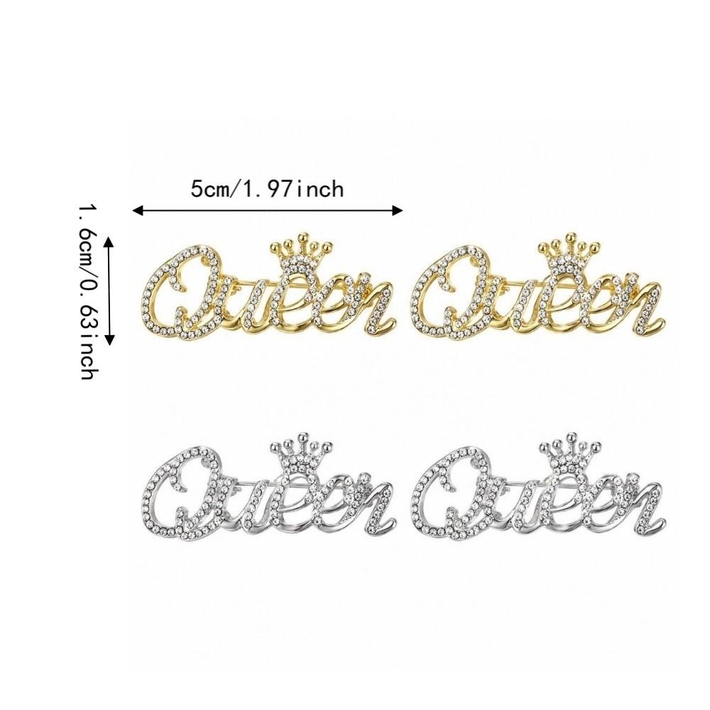 4pcs Zinc Alloy Brooch Queen Crown Brooch Pin Letter Brooch for Women Gathering Occasion