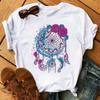 Maycaur Women Summer Short Sleeve Dreamcatcher Feather  3D Print Lady T-shirts Top T Shirt  Tee T-Shirt