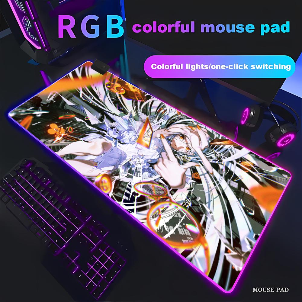 Арт Йонейама Май Коврик для мыши RGB Игровой коврик для мыши HD Геймерский Большой LED-подсветка XXL Коврики для мыши ПК Компьютерный коврик Нескользящий