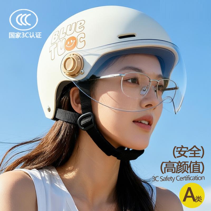 3c certified electric motorcycle helmet men women cute pattern sun protective half helmet summer breathable safety riding helmet