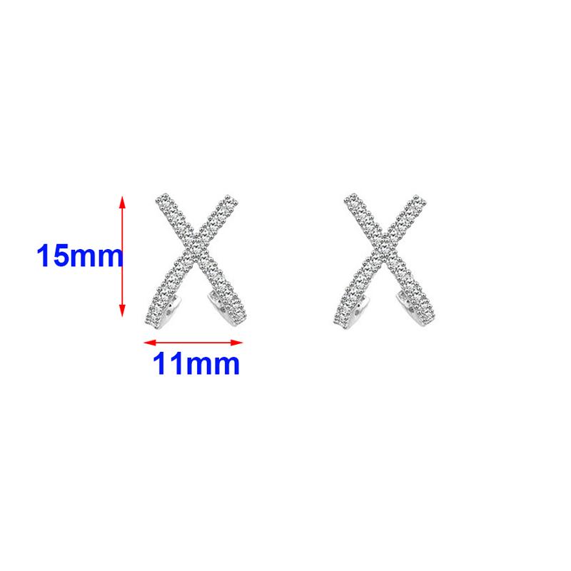 Real 925 Silver Zircon Cross Exquisite Stud Earrings For Women Classic Fine Jewelry Niche Light Accessories