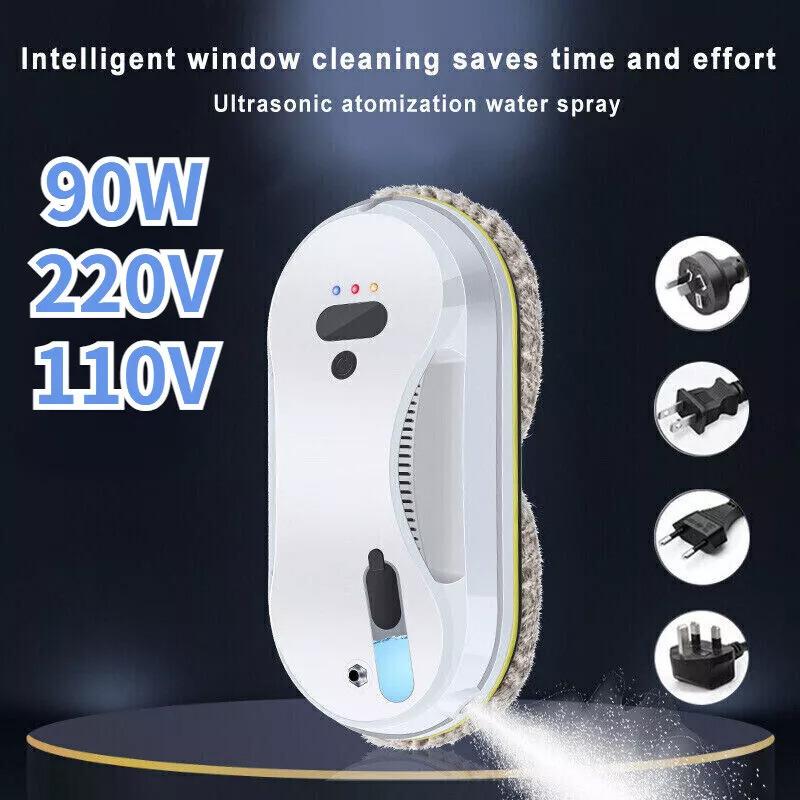 Smart Window Vacuum Cleaner with Automatic Water Spray Remote Control Glass Cleaning Robotic with Rags for Outdoor Indoor Highrise Window Tiles Door