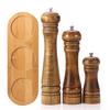 Wood Salt and Pepper Grinder Set with Mills Tray for Sea Salt & Peppercorns (5,8,10 Inch) Strong Adjustable Grinder