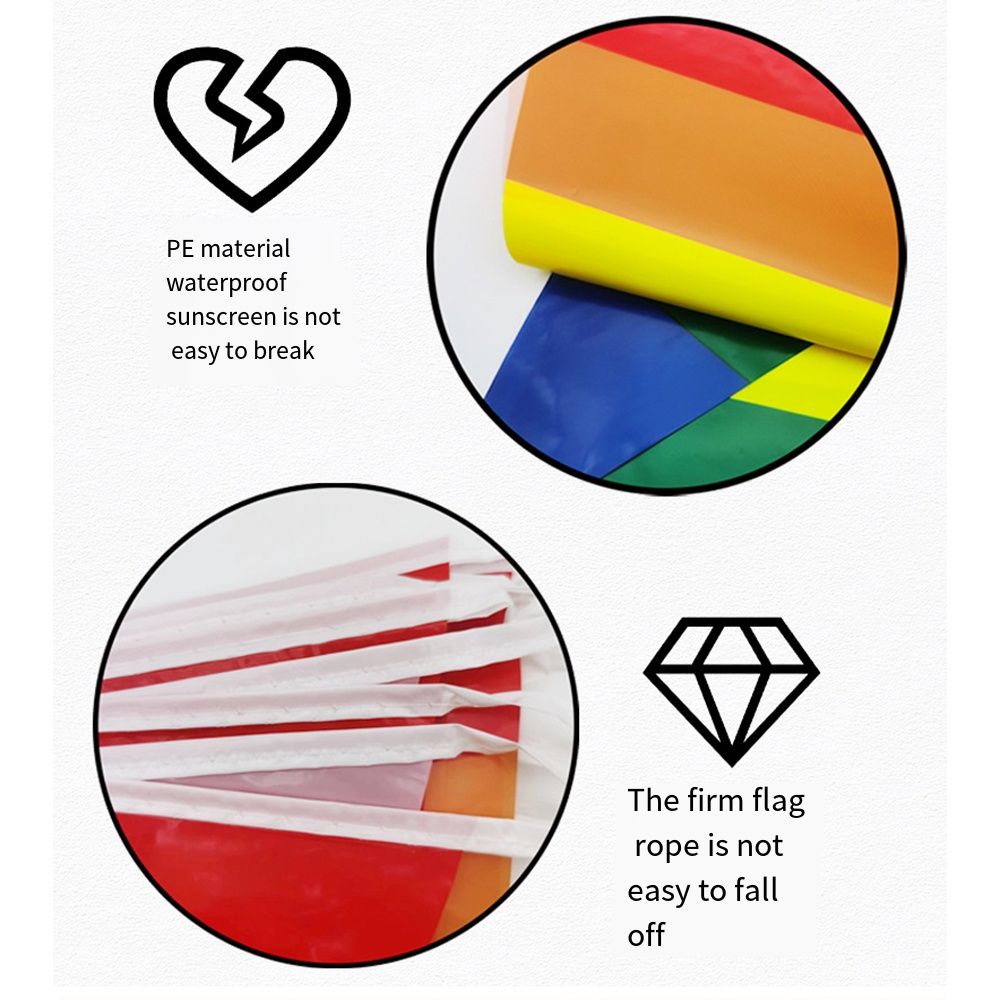 PE Rainbow Flag Triangle LGBT Pride Hand Flag Colorful Triangle Flag Homosexual