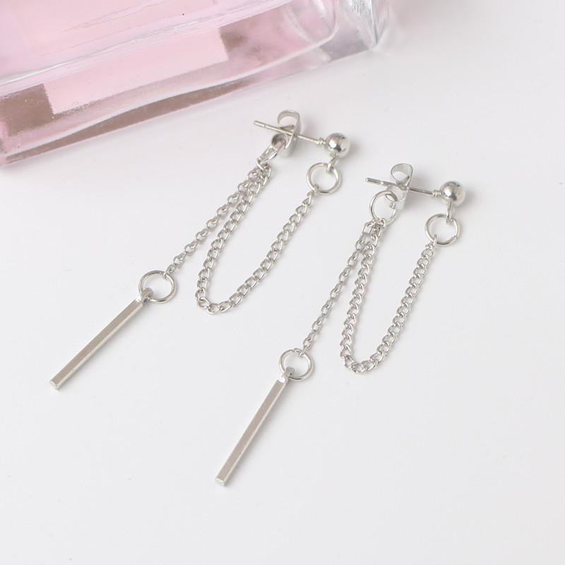 Korean Fashion Tassel Earrings Silver Metal Thread Pendants Dangle Earrings for Women Girls Trendy Ear Decoration