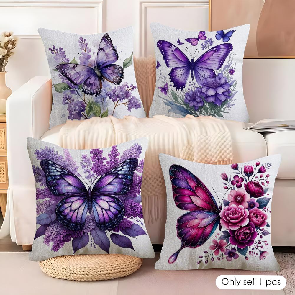 Watercolor butterfly Cushion Cover Soft Plush Fabric DoubleSided Printed Cushion Covers for All Seasons Modern HomeDecor Gift