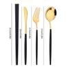Черный золотой корейский столовый набор 15-20 предметов роскошный набор столовых приборов из нержавеющей стали столовая посуда нож вилка ложка палочки для еды набор столовых приборов
