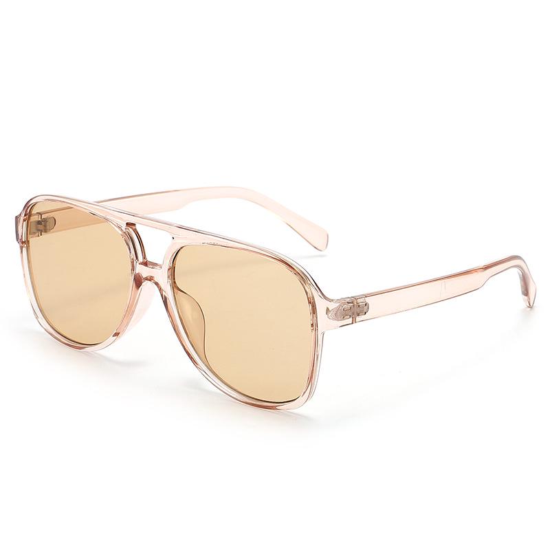 Women's High-End Retro Style Large Frame Double Bridge Sunglasses
