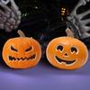 Halloween Pumpkin Lantern Light Up Pumpkin Ornament with Spooky Curved Face for Halloween Party Indoor Outdoor Decor