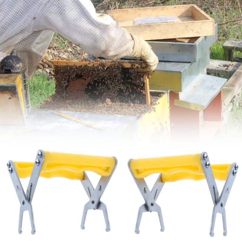 Efficient Beekeeping Apiary Essential Tool Stainless Steel Frame With Bright Yellow Plastic Handle For Secure Lifting