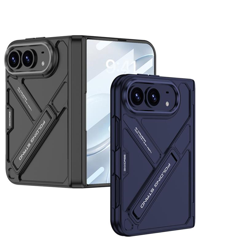 For iPhone Duo Case Hinge Full Coverage Kickstand Luxury Cover with Screen Protector for iPhone Duo