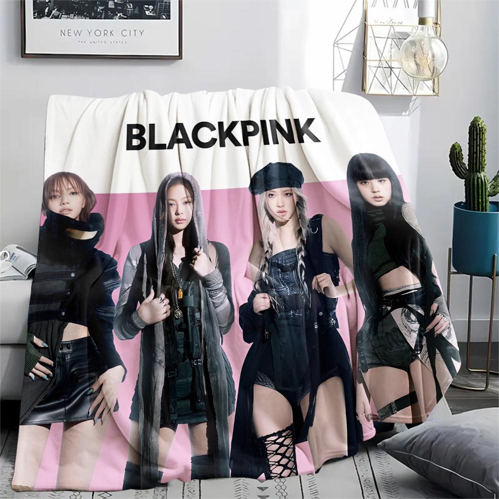 1 шт. Фланелевое одеяло с принтом BLACKPINK, Высокое качество, Для всех сезонов, Декор для дома, Тепло и уют, Идеально для рождественских подарков