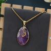 Женское ожерелье из натурального камня, розовый кварц/аметист/флюорит, кулон, ожерелье для подарка на день рождения, цепочки 60 см