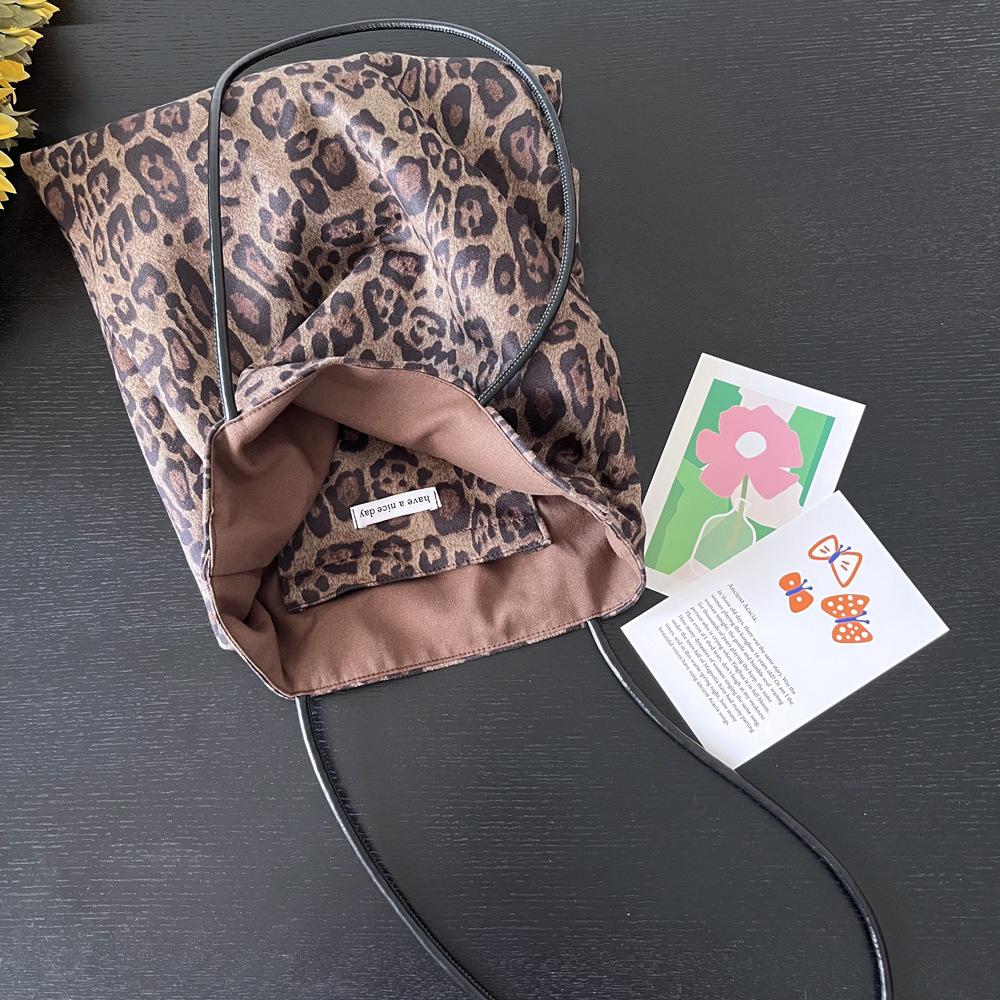 Vintage Faux Suede Women's Leopard Shoulder Bags PU Strap Double Side Female Purse Handbags Fall Winte Canvas Tote Underarm Bag