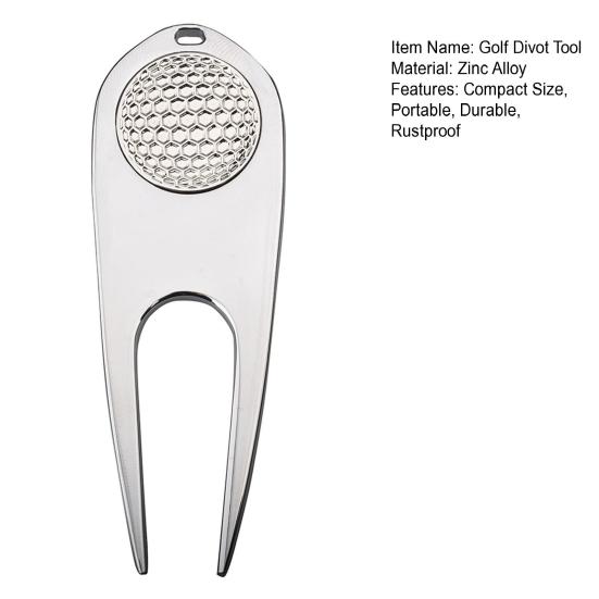 Multi-Functional Golf Divot Tool Golf Club Groove Cleaner Rust-proof Compact Size Portable Zinc Alloy Golf Divot Tool