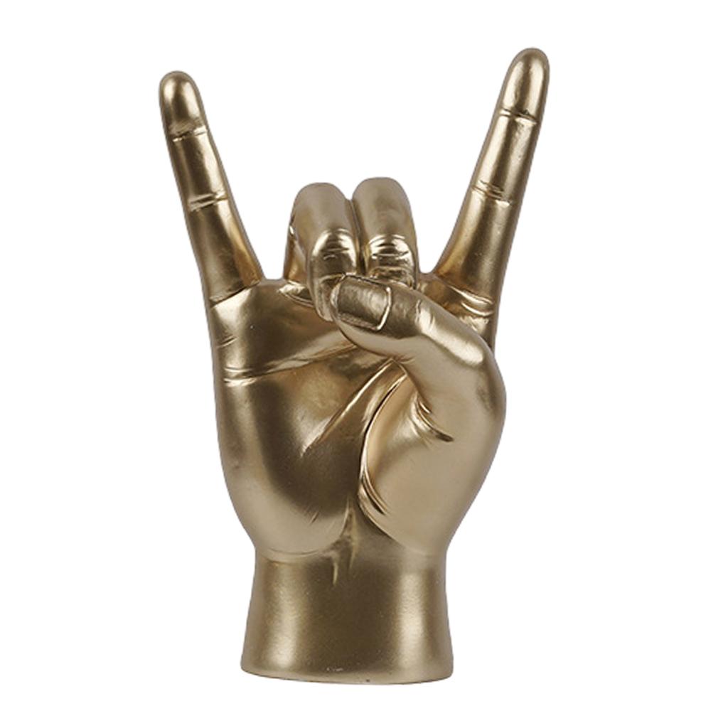 Rock Hand Gesture Statue Desk Collection Decorative Art Resin Craft Figurine for Apartment Cafe Office Living Room Decorations