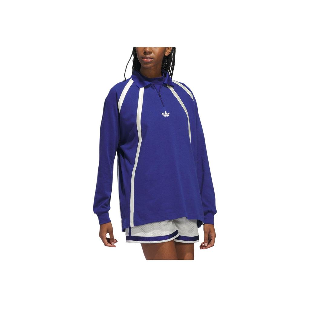 Adidas Рубашка поло с длинными рукавами в стиле регби Originals, топы унисекс, синяя IR6378
